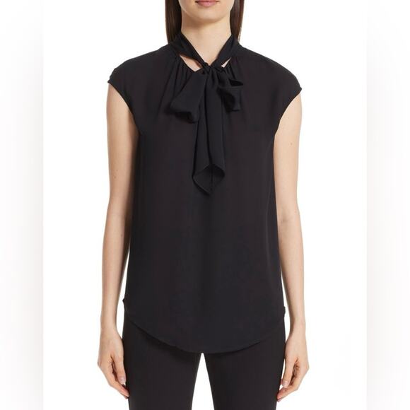 St. John 100% Silk Tie Neck Cap Sleeve Georgette Shell Top Size S - Picture 1 of 11